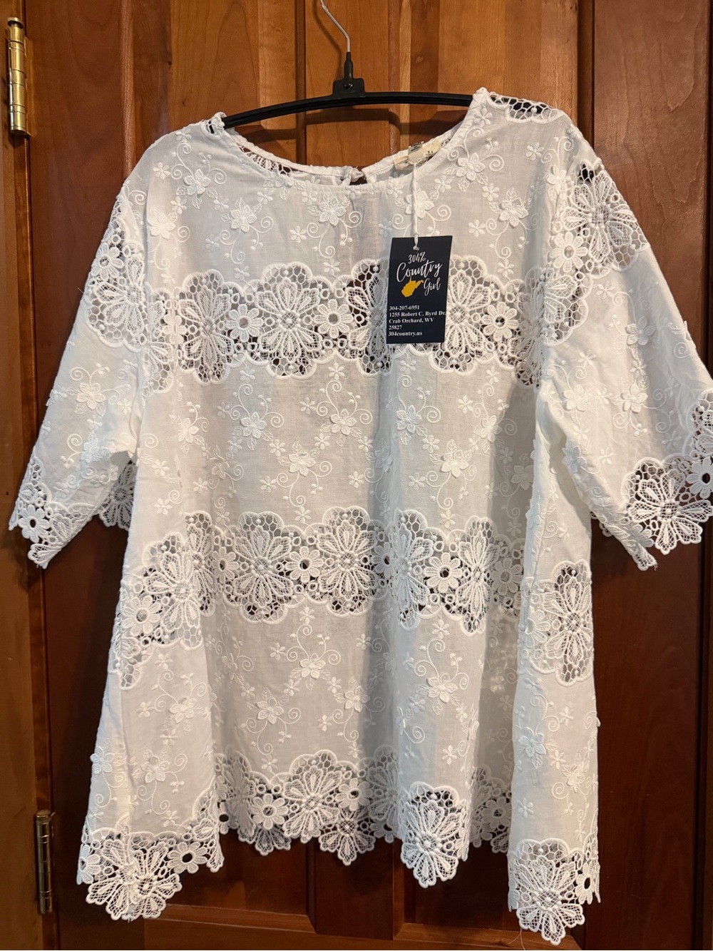 POL White Lace  Women's Top